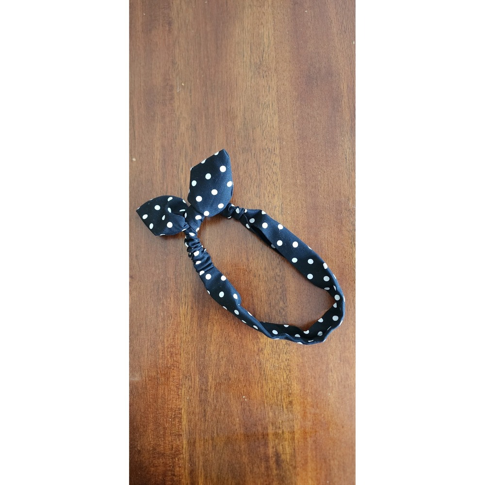 Polka Dot Headband, Black and White Bunny‎ Ear Head Wrap, Women Accessory